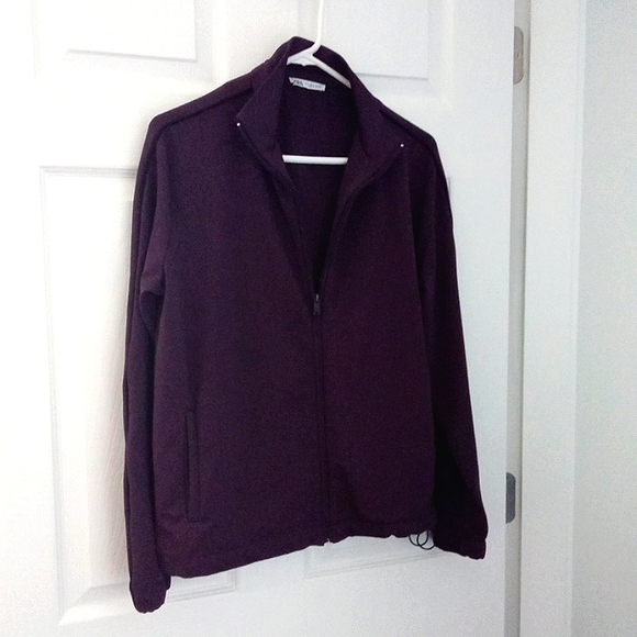 Zara Jackets & Blazers - Zara Active Women's Plum Funnel Neck Long Sleeve Zip Up Jacket Small Oversized